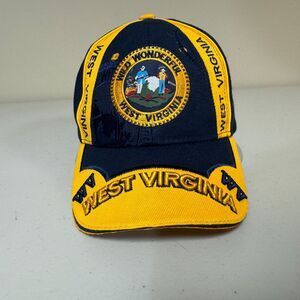West Virginia Cap Hat Embroidered Adjustable Strapback Blue Gold Baseball Men's